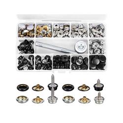 HOMEIDOL 150 Stainless Steel Marine Grade Canvas and Upholstery Boat Cover Snap Button Fastener Kit with 2Pcs Setting Tool (50 Sets) (Fastener Screw Snap Kit)