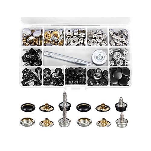 HOMEIDOL 150 Stainless Steel Marine Grade Canvas and Upholstery Boat Cover Snap Button Fastener Kit with 2Pcs Setting Tool (50 Sets) (Fastener Screw Snap Kit)