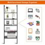 Tangkula 5-Tier Ladder Shelf Against The Wall, Industrial Bookcase, Display Storage Rack, Plant Flower Stand, Wood Look Bookshelf with Metal Frame, Ideal for Home Office (Dark-Brown)