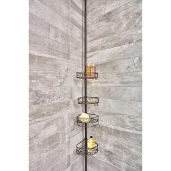 iDesign Twigz Metal Wire Rod Corner Shower, Adjustable 5-9 Pole and Baskets for Shampoo, Conditioner, Soap with Hooks for Razors, Towels, Tension Caddy