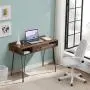 VECELO Computer Home & Office Laptop Table,Study Writing Desk with Drawers Open Shelf Storage Metal Leg,Retro Brown VECELO Computer Home & Office Laptop Table,Study Writing Desk with Drawers Open Shelf Storage Metal Leg,Retro Brown