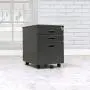 Calico Designs Metal Full Extension, Locking, 3-Drawer Mobile File Cabinet Assembled (Except Casters) for Legal or Letter Files with Supply Organizer Tray in Black