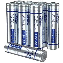 melasta Rechargeable AA Batteries, 2250mAh 8-Pack 1.2V NiMH 1200 Cycles for Outdoor Solar Lights Flashlight Toys & More