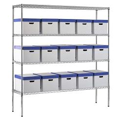 Sandusky WS721874-C Chrome Steel Heavy Duty Adjustable Wire Shelving, 2400 lbs Capacity, 72'' Width x 74'' Height x 18'' Depth, 4 Shelves