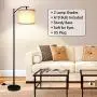 Rottogoon Floor Lamp for Living Room, LED Standing Lamp with 2 Lamp Shades for Bedroom, 9W LED Bulb Included - Black