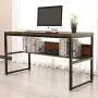 AIKA 55'' Computer Desk with Bookshelf/Metal Desk Study Table for Home Office (Industrial/Rustic Brown)