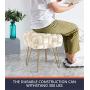 Ornavo Home Mirage Modern Contemporary Square Woven Upholstered Velvet Ottoman with Gold Metal Legs - Cream