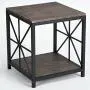 Vintage Dark Brown Black Metal Frame Side End Table with Lower Shelf Vintage Dark Brown Black Metal Frame Side End Table with Lower Shelf
