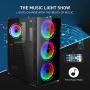 GIM MB8 ATX Case, Mid-Tower PC Gaming Chassis, Compact Computer Case with Tempered Glass Panel, 4 RGB Fans Pre-Installed, Water-Cooling Ready, Cable Management System - Black