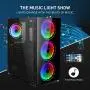 GIM MB8 ATX Case, Mid-Tower PC Gaming Chassis, Compact Computer Case with Tempered Glass Panel, 4 RGB Fans Pre-Installed, Water-Cooling Ready, Cable Management System - Black