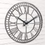 PresenTime & Co Modern Farmhouse Series, Kensington Metal Wall Clock, 24 inch, Galvanized Finish