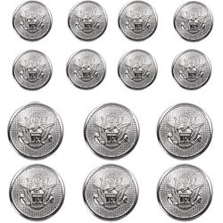 14 Pieces Metal Blazer Button Set - Eagle Badge - for Blazer, Suits, Sport Coat, Uniform, Jacket (Silver) 15mm 20mm