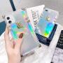 KAPADSON for iPhone X/XS 5.8'' Case,Luxury Clear Shell Crystal Square Metallic Corner Fashion Soft Cover-Laser