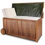 cucunu 46x20x24 Inch Deck Box in Acacia Wood with a water-repellent Tarpaulin I 65 Gallon Wooden Patio Storage Box for Indoor or Outdoor Cushion Storage
