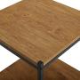 Tall Side End Table by CAFFOZ Furniture Designs |Brooklyn Series | Night Stand | Coffee Table |Storage Shelf | Sturdy | Easy Assembly | Brown Oak Wood Look Accent Furniture with Metal Frame