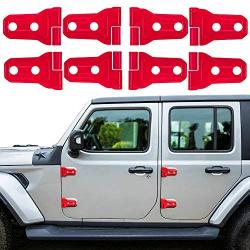 LAIKOU 8PCs Door Hinge Cover Decor Trim Exterior Protection Accessories Fit for 2018-2021 Jeep Wrangler JL JLU & Gladiator JT (Red)