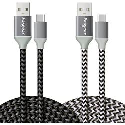 USB to USB C Cable 10ft, Fasgear 2 Pack Long Type C Cable Nylon Braided Fast Charging Compatible with Galaxy Note 8 9 S8/S9/S10/S10+, LG V20/G6 and More (Black,White)