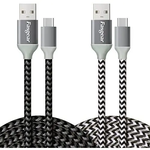 USB to USB C Cable 10ft, Fasgear 2 Pack Long Type C Cable Nylon Braided Fast Charging Compatible with Galaxy Note 8 9 S8/S9/S10/S10+, LG V20/G6 and More (Black,White) USB to USB C Cable 10ft, Fasgear 2 Pack Long Type C Cable Nylon Braided Fast Charging Compatible with Galaxy Note 8 9 S8/S9/S10/S10+, LG V20/G6 and More (Black,White)