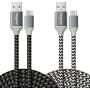 USB to USB C Cable 10ft, Fasgear 2 Pack Long Type C Cable Nylon Braided Fast Charging Compatible with Galaxy Note 8 9 S8/S9/S10/S10+, LG V20/G6 and More (Black,White)