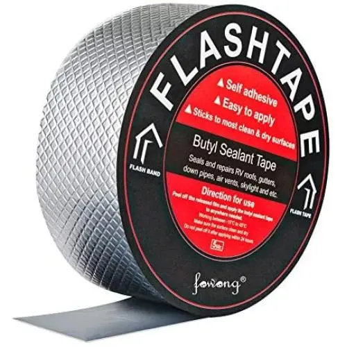 fowong Butyl Rubber Aluminum Foil Tape 2'' W, Leak Repair Tape for Roof, Gutter, Waterproof Tape for Plastic and Metal Repairs, Surface Crack, Pipe Rupture, RV Repair, Window, Boat Sealing, EDPM roof fowong Butyl Rubber Aluminum Foil Tape 2'' W, Leak Repair Tape for Roof, Gutter, Waterproof Tape for Plastic and Metal Repairs, Surface Crack, Pipe Rupture, RV Repair, Window, Boat Sealing, EDPM roof