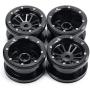Que-T 4pcs/Set RC Beadlock Wheel Rims, 2.2'' Metal Wheel Hub for 1/10 Axial Wraith TRX4 D90 SCX10 Car (Black)