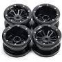 Que-T 4pcs/Set RC Beadlock Wheel Rims, 2.2'' Metal Wheel Hub for 1/10 Axial Wraith TRX4 D90 SCX10 Car (Black)