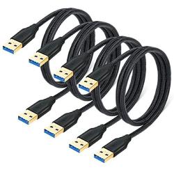 Besgoods 4-Pack 1M/3Ft Short USB 3.0 A to A Cable Braided Type A Male to Male USB Cable Double End Cord Compatible for Hard Drive Enclosures, Laptop Cooling Pad, DVD Players - Black