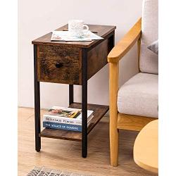 Aermoo Side Table for Small Spaces Flip Top End Table with Storage 2-Tier Nightstand Stable and Sturdy Construction Wood Look Accent Furniture with Metal Frame