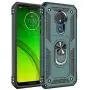 Rebex Compatible with Motorola G7 Power Case Cover,Moto G7 Supra Case,Tough Heavy Protective 360 Metal Rotating Ring Kickstand Holder Grip Magnetic Metal Armor Heavy Duty Shockproof (Blackish Green)