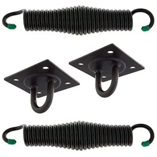 Barn-Shed-Play 4 Hole Black Hangers and Springs Porch Swing Hanging Kit Barn-Shed-Play 4 Hole Black Hangers and Springs Porch Swing Hanging Kit
