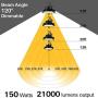 LED High Bay Light 150W 1-10V Dimmable 5000K 21,000lm UFO LED High Bay Light Fixture 5 Cable with US Plug [250W/400W MH/HPS Equiv.] Commercial Warehouse/Workshop/Wet Location Area Light