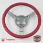 14'' Gun Metal Billet Steering Wheel Half Wrap with Horn Button-Burgundy