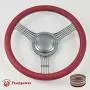 14'' Gun Metal Billet Steering Wheel Half Wrap with Horn Button-Burgundy 14'' Gun Metal Billet Steering Wheel Half Wrap with Horn Button-Burgundy