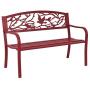 Giantex Patio Garden Bench Park Yard Outdoor Furniture Cast Iron Porch Chair (Red)
