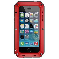 iPhone 5S SE Case, Metal Aluminum Alloy Extreme Water LIGHTDESIRE Military Bumper Heavy Duty Cover Shell - Red