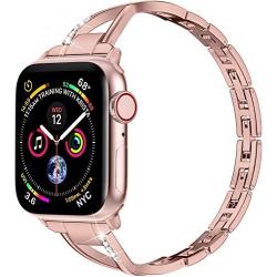 MARGE PLUS Compatible with Apple Watch Band 40mm 38mm 44mm 42mm, Women Bling Wristband for iWatch SE Series 6 5 4 3 2 1 Metal Stylish Strap