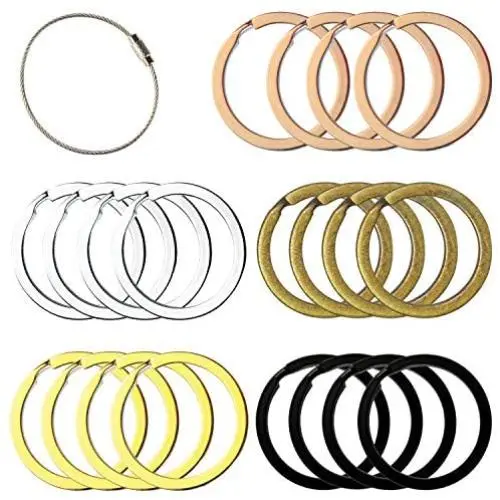 Flat Key Rings Key Chain Metal Split Ring 40pcs (Round 1.25 Inch Diameter), for Home Car Keys Organization, Arts & Crafts, Lanyards, Lead Free Colored (Black, Silver, Gold, Copper, Antique Brass) Flat Key Rings Key Chain Metal Split Ring 40pcs (Round 1.25 Inch Diameter), for Home Car Keys Organization, Arts & Crafts, Lanyards, Lead Free Colored (Black, Silver, Gold, Copper, Antique Brass)
