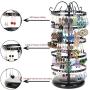 5 Tiers Metal Rotating Earring Holder Organizer, TANOKY Exquisite Jewelry Display Stand Necklace Rack Holder, 220 Holes for Earrings- 14x6.3 Inch (White)