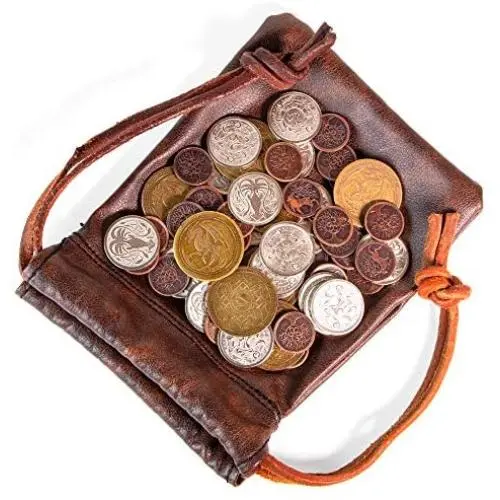 The Dragons Hoard: 60 Real Metal Fantasy Coins with Leather Pouch | Board Game Accessory for Tabletop RPG Role-Play Strategy Games | Bronze, Silver, and Gold Colored Coins The Dragons Hoard: 60 Real Metal Fantasy Coins with Leather Pouch | Board Game Accessory for Tabletop RPG Role-Play Strategy Games | Bronze, Silver, and Gold Colored Coins