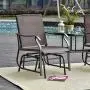 Outsunny 2 Person Outdoor Sling Fabric Double Glider Rocker Chair with Table, Brown