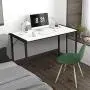 KINGSO Computer Desk 47'' Study Writing Desk for Home Office, Modern Simple Design PC Laptop Desk, Wood Notebook Writing Table, Metal Frame Study Desk (White)