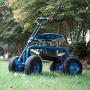 Peach Tree Garden Cart Rolling Work Seat Outdoor Utility Lawn Yard Patio Wagon Scooter for Planting, Adjustable Handle 360 Degree Swivel Seat Blue