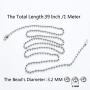 4 pack Beaded Pull Chain Extension,Each Chain Length 39 Inch (1 Meter) with Two Additional Matching Connectors,3.2 mm Diameter Beaded,Silvery