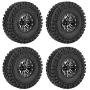 Yanmis RC Car Tires, 4pcs/Set 1:10 Crawler Tires Rubber Tyres Metal Hubs RC Accessory Remote Control Car Part, Metal Crawler Tires, Lock Catch for RC