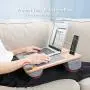 LORYERGO Laptop Lap Desk - Lap Desk Fits Up to 15.6'' Laptops, Lap Desk for Bed w/Wrist Rest & Mouse Pad, Laptop Desk w/Slot for Phone & Tablet, Writing Desk & Drawing (Wood Grain)