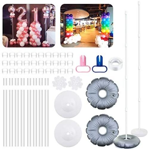 2 Set Balloon Column Kit Base Stand and Pole 61 Inch Height [2021 UPGRADE] + 30Pcs Balloon Rings, Balloon Tower Decoration for Birthday Party Wedding Party Christmas Decorations