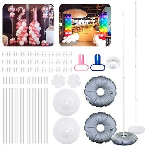 2 Set Balloon Column Kit Base Stand and Pole 61 Inch Height [2021 UPGRADE] + 30Pcs Balloon Rings, Balloon Tower Decoration for Birthday Party Wedding Party Christmas Decorations