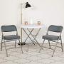 Flash Furniture HERCULES Series Premium Curved Triple Braced & Double Hinged Gray Fabric Metal Folding Chair