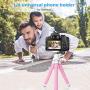 UBeesize Phone Tripod, Portable and Flexible Tripod with Wireless Remote and Universal Clip, Compatible with All Cell Phones/Cameras, Cell Phone Tripod Stand for Video Recording(Pink)