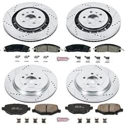 Power Stop K6375 Front and Rear Z23 Carbon Fiber Brake Pads with Drilled & Slotted Brake Rotors Kit